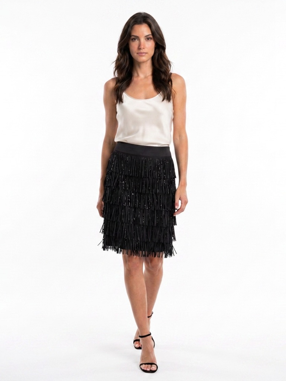 Boston Market Ladies Fringe Sequin/Beaded Skirt party flapper style RUNS BIG